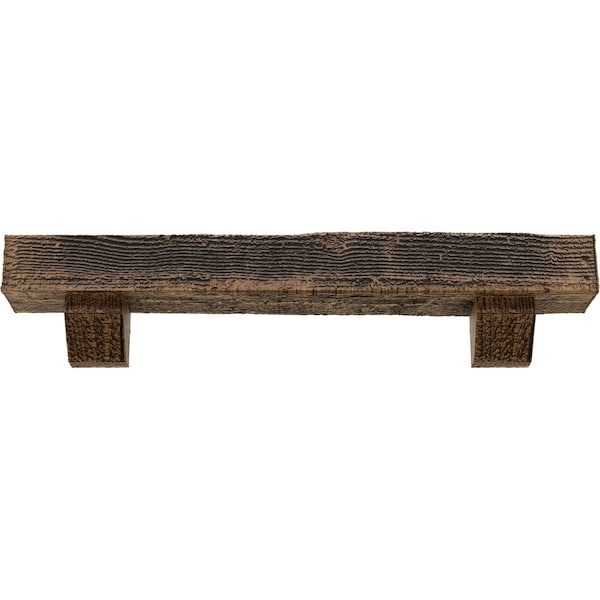 Kit W/ Ashford Corbels, NaturaL Golden Oak, 8H X 8D X 72W Rough Sawn Faux Wood Fireplace ManteL